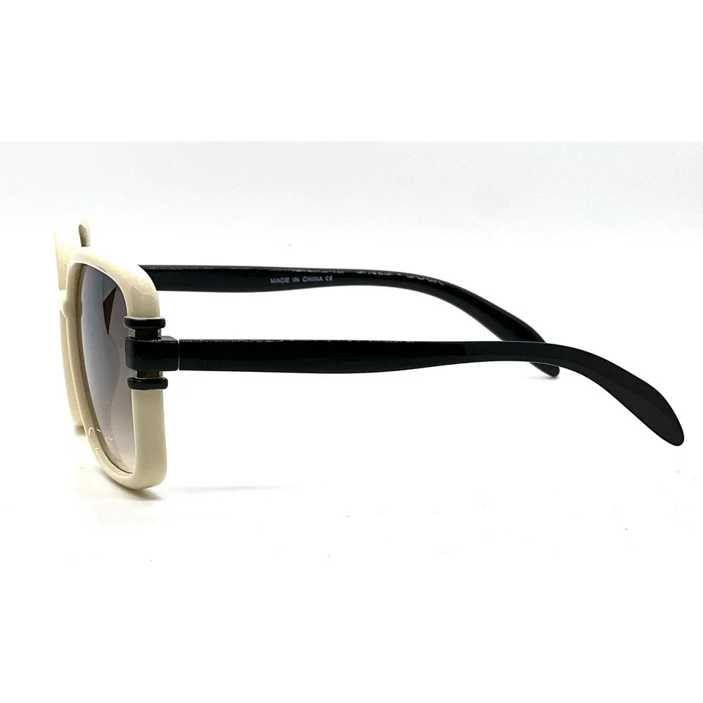 Chic Oversized Square Sunglasses Cream Black Gradient Lenses Women Fashion Gafas